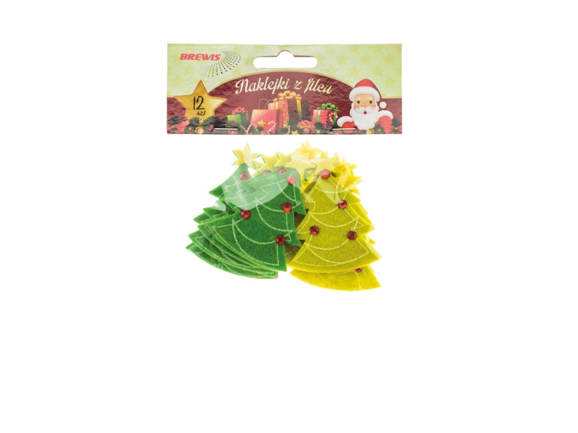 Naklejki z filcu Choinki (12szt) FVX02 Brewis